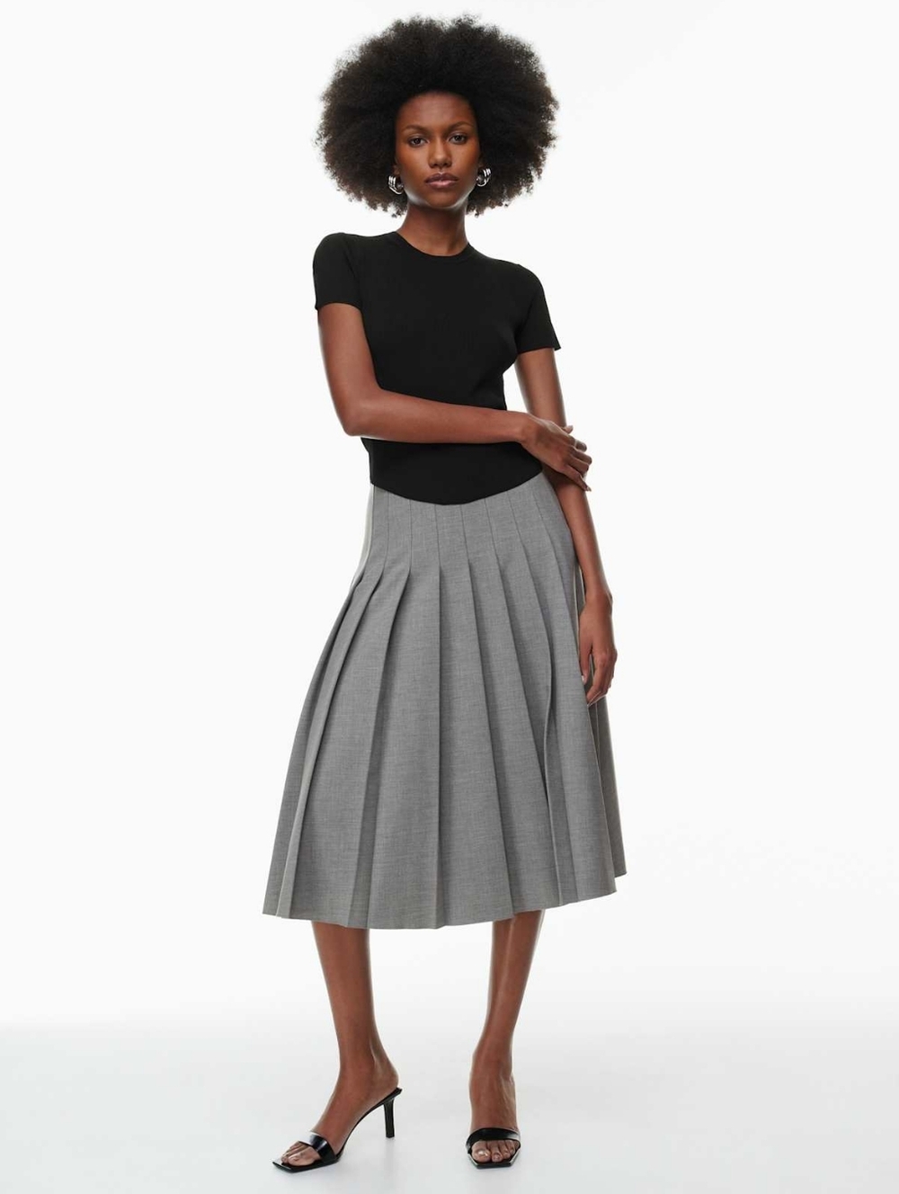 Aritzia Babaton Didi Pleated Skirt NWT Size 10 In Heather Dark Grey